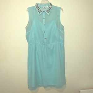 Sleeveless Rhinestone-Collar Cocktail Sheath Dress